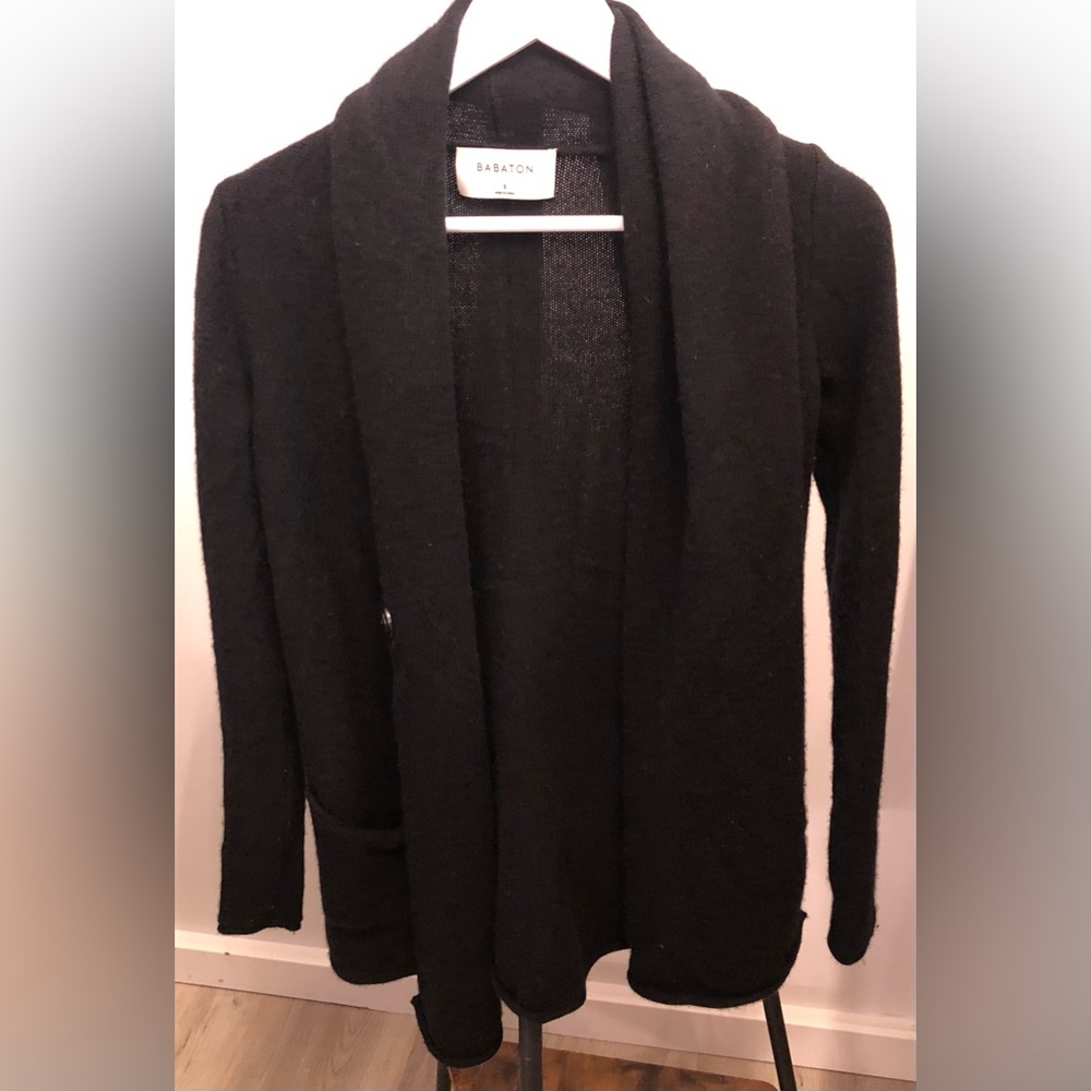 Babaton Black Wool Knit Cardigan